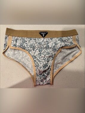 Floral Bikini Bottoms with Tan Trim